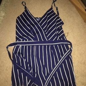Blue and white striped romper